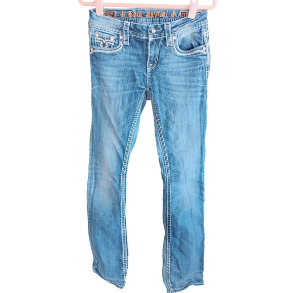 Rock Revival Denim - Rock Revival Embellished Betty Mid Rise Bootcut Jeans Size 27 Style E8441MBL